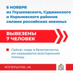 6 ноября силами российских военнослужащих освобождены семь жителей приграничья